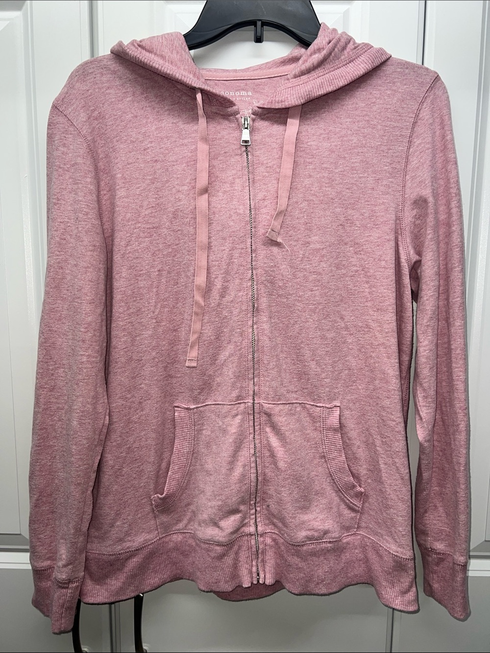 Sonoma Goods for Life Pink Heathered Full Zip Hoodie Sweatshirt Size Large